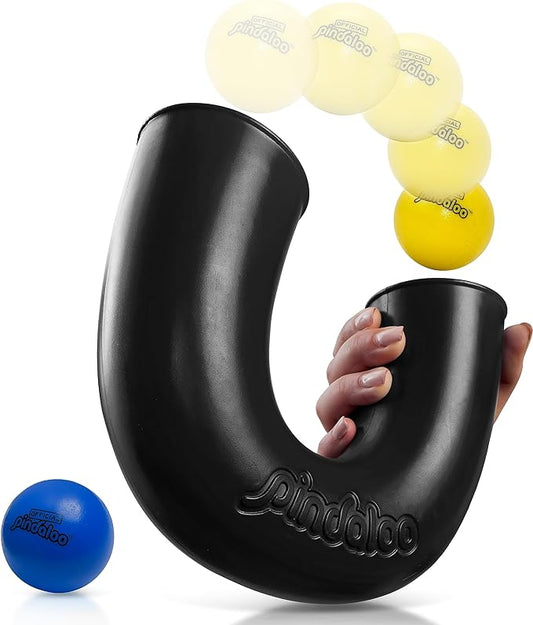 Original pindaloo Skill Game with 2 Balls- Gifts for Kids and Adults Indoor & Outdoor Games, Ball Toys for Boys, Girls, & Teens - Gift Ideas, Fun Stuff, Develops Motor & Juggling Skills (Black Carbon)