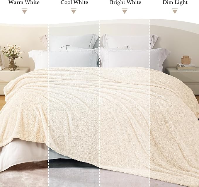 Exclusivo Mezcla Fleece White Throw Blanket for Couch Sofa, Ultra Soft, Lightweight and Fluffy Blankets for Women, All Season, 50x60 Inches