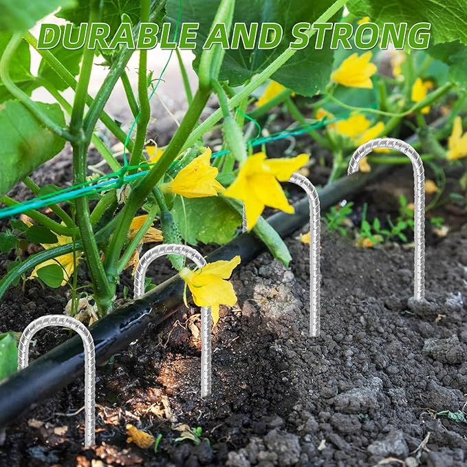 Rebar Stakes 12inx6mm Galvanized J Hook 4pcs – Heavy Duty Ground Tent Stakes for Fence,Bounce House,Outdoor Plants,Artificial Turf,Dog Coop,Metal Stakes for Christmas Decorations