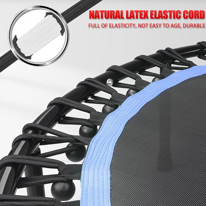 Newan 40"-48" Silent Mini Trampoline Fitness Trampoline Bungee Rebounder Jumping Cardio Trainer Workout for Adults-Max Limit 330lbs