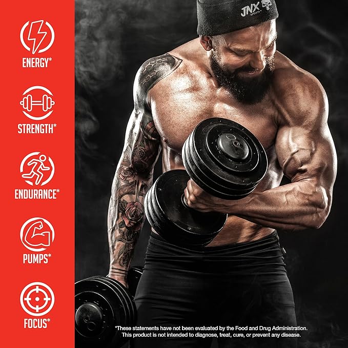 JNX SPORTS The Curse! Pre Workout Powder for Men & Women, Caffeine, Beta-Alanine, Creatine, L-Citrulline, 50 Servings, Sweet Melon Flavor ??Boost Energy, Strength & Focus