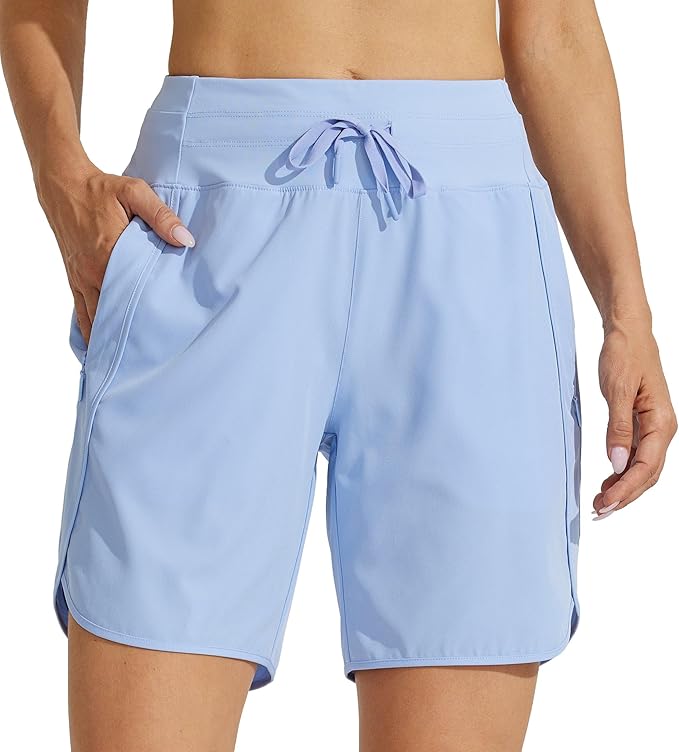 Willit Women's 7" Athletic Running Shorts Long Workout Hiking Shorts Quick Dry High Waisted Active Zipper Pocket(X-Large)