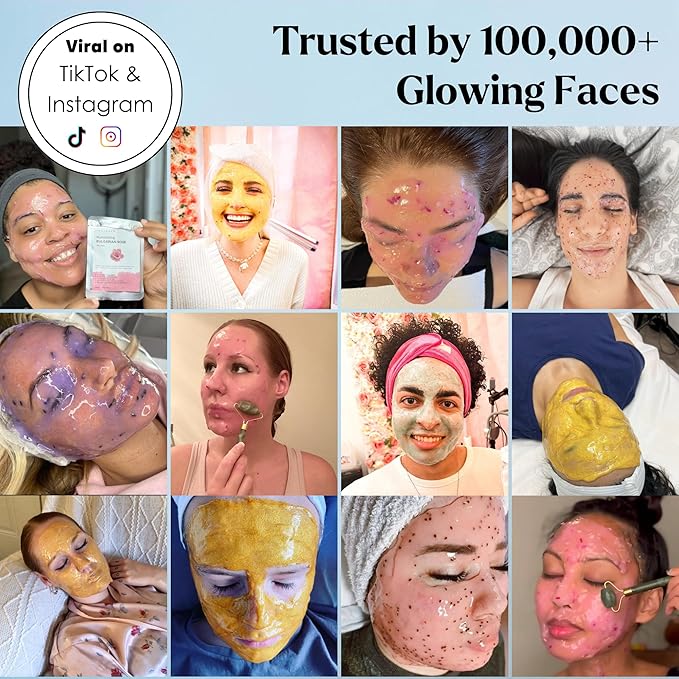 Jelly Face Mask for Facials - Hyaluronic Acid Hydrating, Brightening & Nourishing Jelly Mask with Free Jade Roller & Spatula | Professional Hydrojelly Masks | Vajacial Jelly Mask Powder | 23 Oz Jar