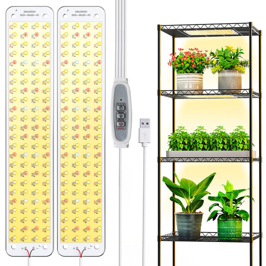 Grow Light, Full Spectrum Grow Lights for Under Cabinet Plant, Grow Lamp with 3/9/12H Auto On/Off Timer for Hydroponics, Seedlings, Succulents, Veg, Flowers, Succulents & More, 2-Pack ﻿