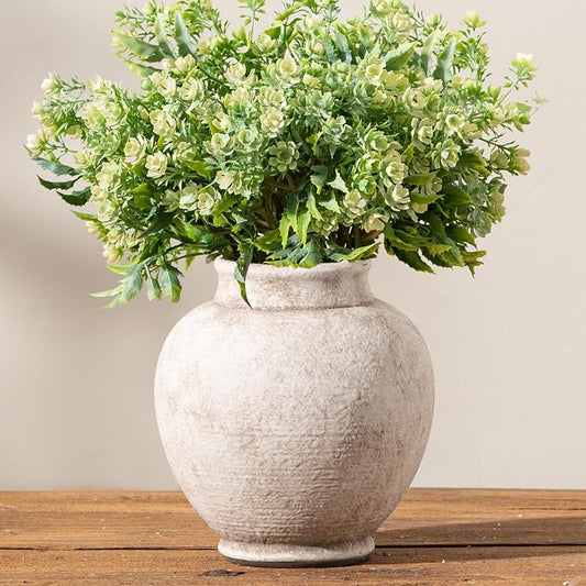 Ceramic Flower Vase, 6" Small Farmhouse Vase Decorative Vases Home Decor Short Pottery Vases for Table Living Room Entryway Mantel Bookshelf Bedroom Bathroom Kitchen - RW