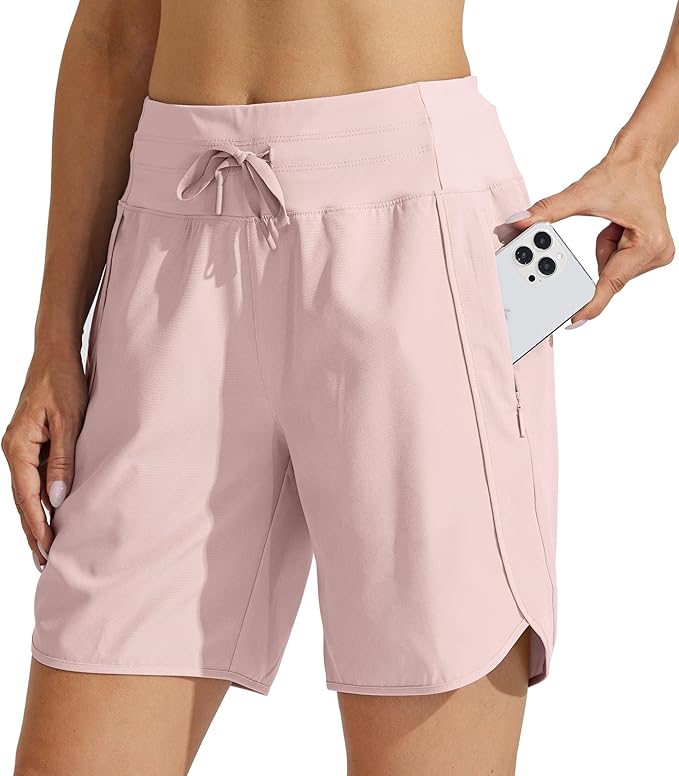 Willit Women's 7" Athletic Running Shorts Long Workout Hiking Shorts Quick Dry High Waisted Active Zipper Pocket(X-Large)