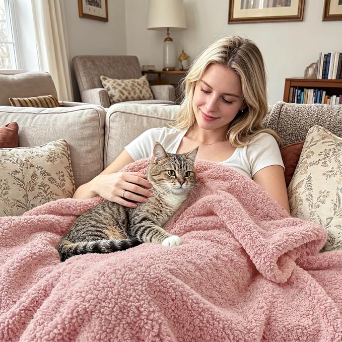 Exclusivo Mezcla Fleece Dusty Pink Throw Blanket for Couch Sofa, Ultra Soft, Lightweight and Fluffy Blankets for Women, All Season, 50x60 Inches