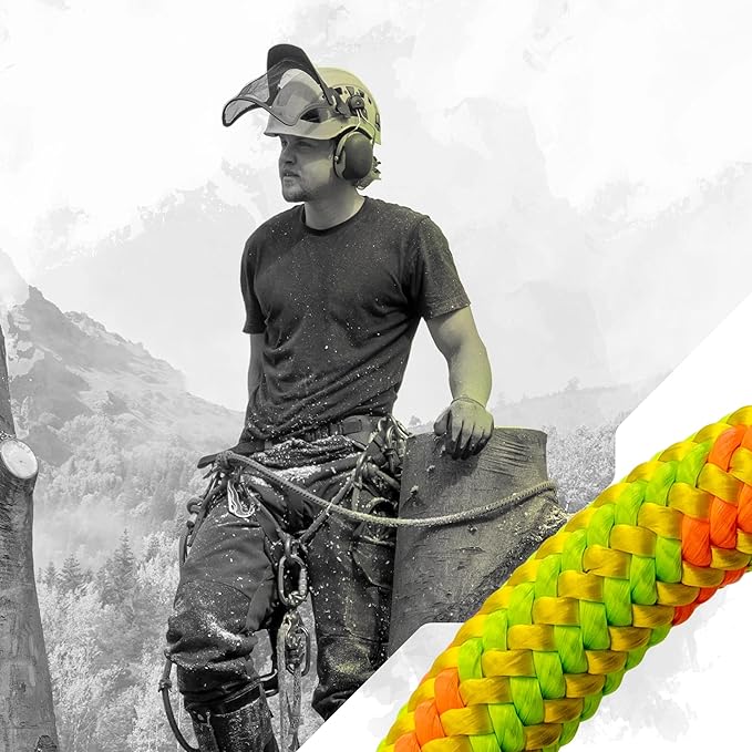 Pelican Rope Arborist Rope 11.8mm x 200Ft High-Strength 24-Strands Static Climbing Rope | 7,000 lb Strength for Tree Climbing, Pulling, Outdoors & Swing | Made in USA - Red, Plain End