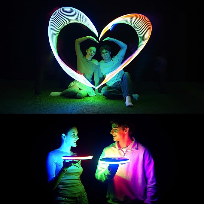 TOSY Flying Disc - 36 Mono-Color LEDs, Extremely Bright, Smart Modes, Camping Essentials for Teens/Kids/Adults/Men/Boys/Girls, Auto Light Up, Rechargeable, Waterproof, 175g