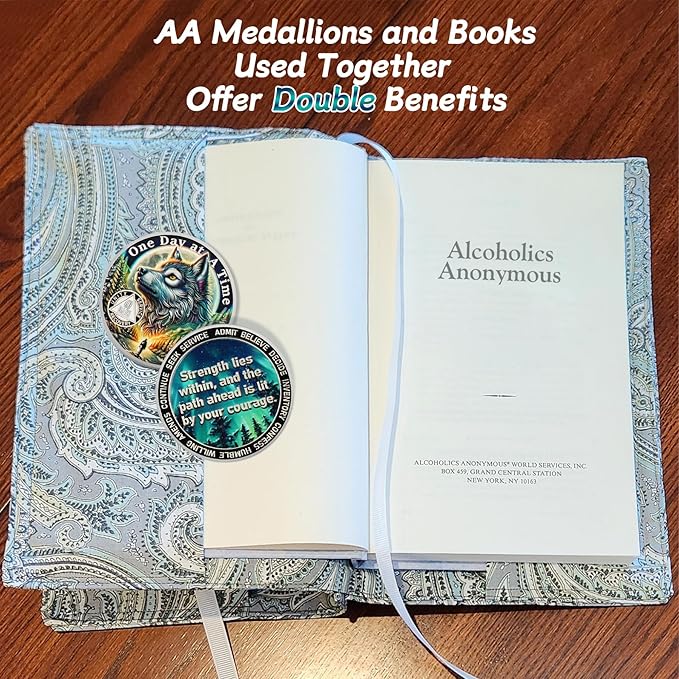 One Day at a Time 60 Day Sobriety Coin - Recovery Aurora Forest Wolf AA Coins - Addiction NA AA Chips and Medallions - Celebrate 1-30 Living Clean Sober Alcoholics Anonymous Gifts for Men Women