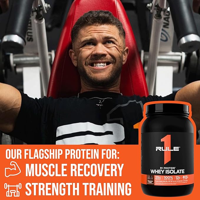 Rule 1 R1 Protein Whey Isolate - with 25g Protein & 6g BCAA Exclusively from Isolated & Hydrolyzed Sources for Workout Recovery (5 Pounds*, Strawberries & Crème)