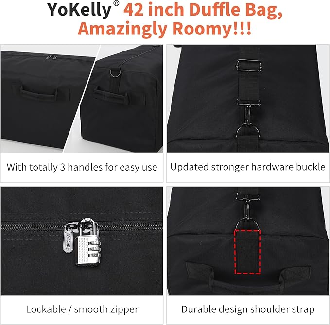 150L Extra Large Duffle Bag - 42 inch Heavy Duty Luggage Bag for Travel/Camping - Black