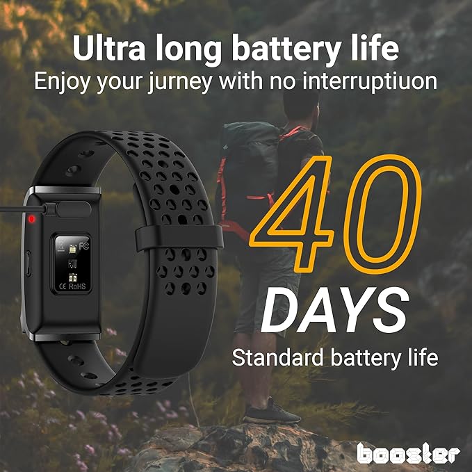 Booster Smart Bracelet, Wearable Activity & Fitness Tracker Band, 24H Sleep Tracker, All-Day Continuous Heart Rate Blood Pressure Stress HRV Monitor, 120+ Sport Modes Smart Wristband, Silicone Pink