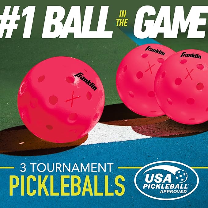 Franklin Sports X-40 Outdoor Pickleballs - Official Ball of USA Pickleball, APP Tour + US Open - Regulation Size