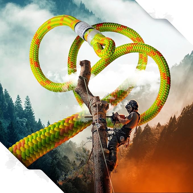 Pelican Rope Arborist Rope 11.8mm x 300Ft High-Strength 24-Strands Static Climbing Rope | 7,000 lb Strength for Tree Climbing, Pulling, Outdoors & Swing | Made in USA - Red, Plain End