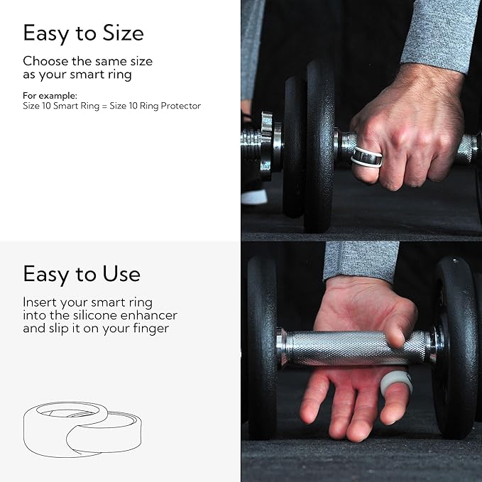 Rinfit Smart Ring Protector - Silicone Ring Enhancer for Active Lifestyle and Gym - StyleFit U.S. Design Patent - Stone, Size 11
