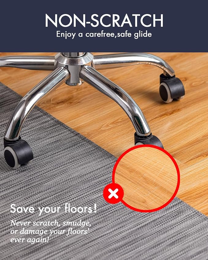 Baroyal Office Chair Mat for Hardwood Floor Under Desk Computer Rolling Chair Mat for Wood/Tile Floor Non-Slip Heavy Duty Desk Rug PVC Plastic Hard Floor Protector 48" x 60" (Gray)