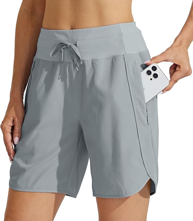 Willit Women's 7" Athletic Running Shorts Long Workout Hiking Shorts Quick Dry High Waisted Active Zipper Pocket(3X-Large)