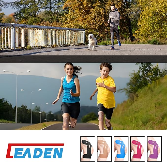 IEADEN Precut Kinesiology Tape for Knees, 10 Pcs - Knee Support & Stability, Knee Pain Relief Athletic Tape - Waterproof & Elastic, Breathable Hypoallergenic Latex-Free Tape, Purple
