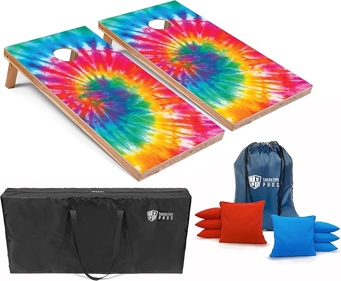 Tailgating Pros Cornhole Boards - 4'x2' Lightweight Cornhole Game- Includes Carrying Case, Set of 8 Corn Hole Bags & Tote
