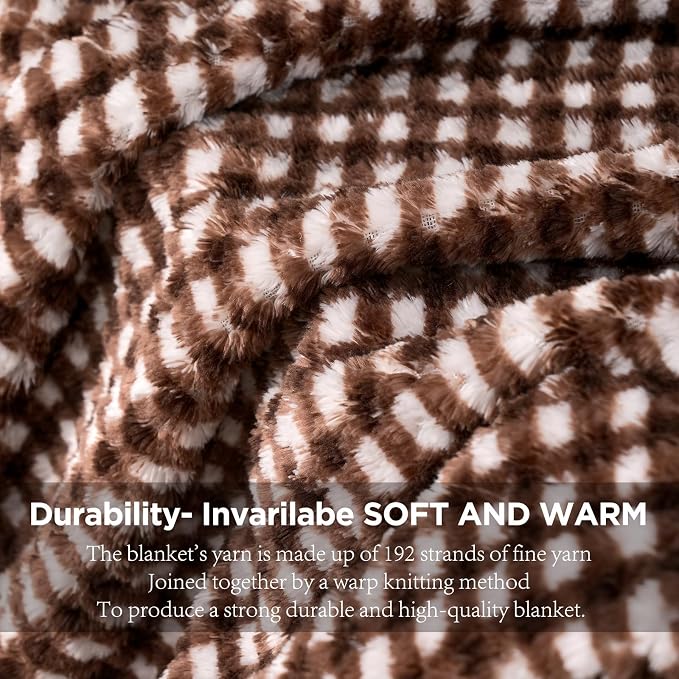 Zyrah Fleece Throws for Couch Super Soft Throw Blanket Lightweight Decorative Fuzzy Cozy Blankets for Sofa Chair Bed (C-Brown, Throw(50"x60"))