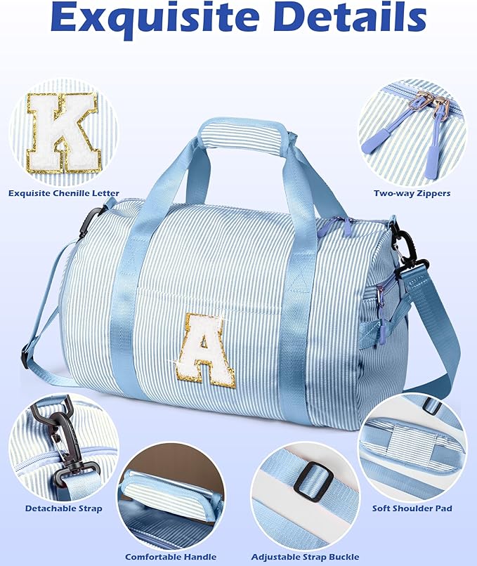 Gifts for 16 Years Old Girls, Girl Gym Bag, Kids Initial Overnight Duffel Bags with Shoe Compartment, Personalized Travel Bag with Makeup Pouch, Cheer Stuff for Teen (Letter C)