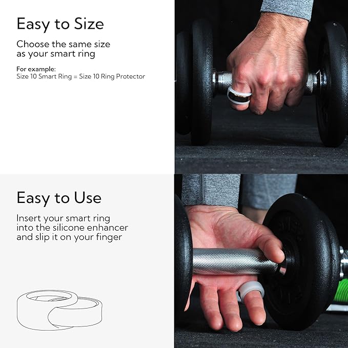 Rinfit Smart Ring Protector - Silicone Ring Enhancer for Active Lifestyle and Gym - StyleFit U.S. Design Patent - Frosted, Size 12