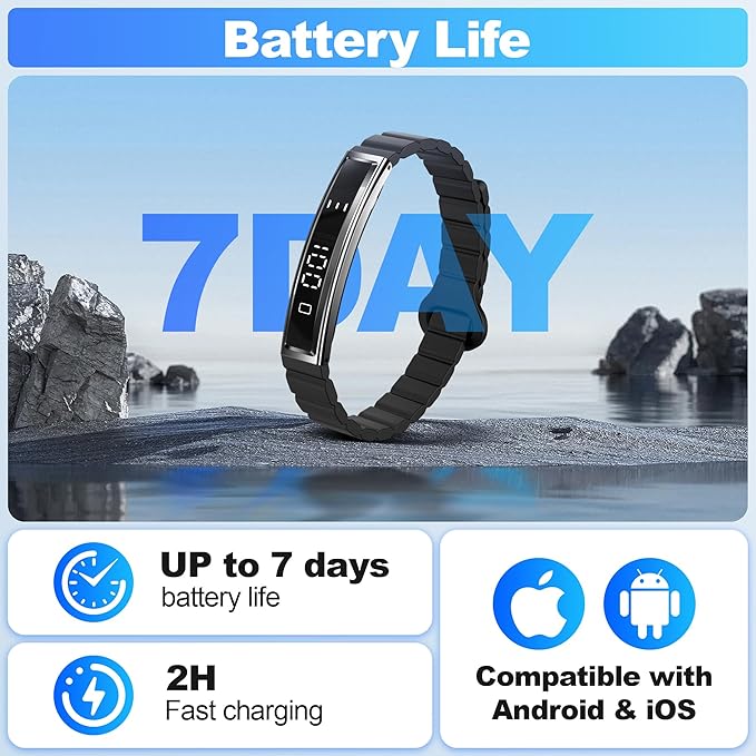 Sleep & Fitness Tracker with 2 Bands, Lightweight Smart Bracelet Wristband for Women Men, 24/7 Heart Rate, Blood Oxygen & Stress Monitor, Waterproof Health Trackers, No Subscription Fee（Black）