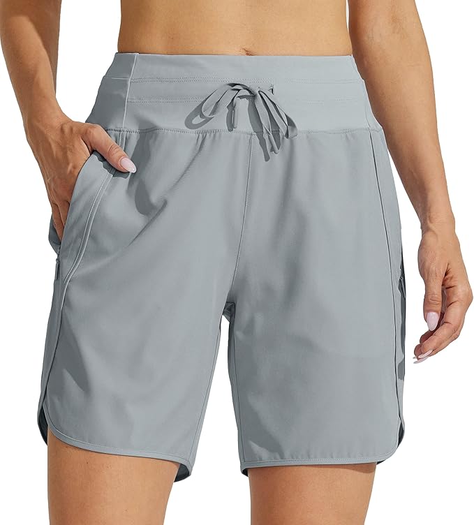 Willit Women's 7" Athletic Running Shorts Long Workout Hiking Shorts Quick Dry High Waisted Active Zipper Pocket(X-Large)