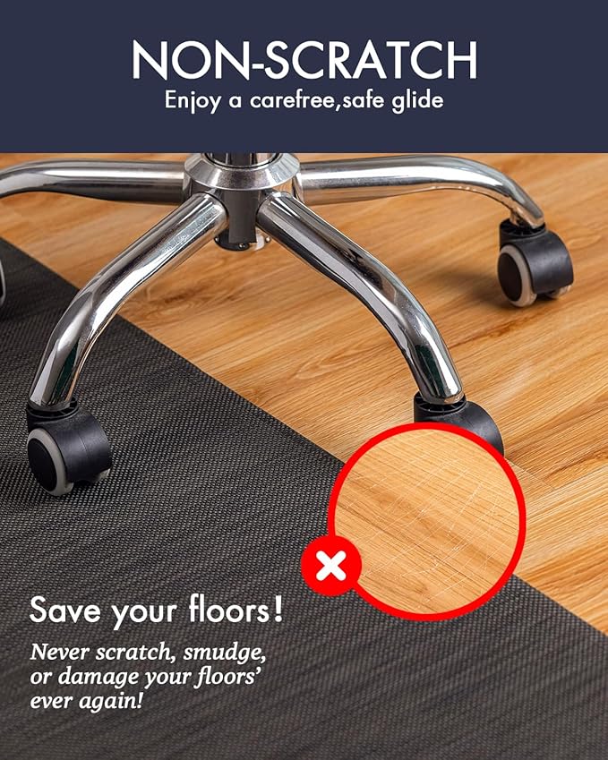 BARoyal Office Chair Mat for Hardwood Floor Under Desk Computer Rolling Chair Mat for Wood/Tile Floor Non-Slip Heavy Duty Desk Rug PVC Plastic Hard Floor Protector 46"x 60" (Espresso)
