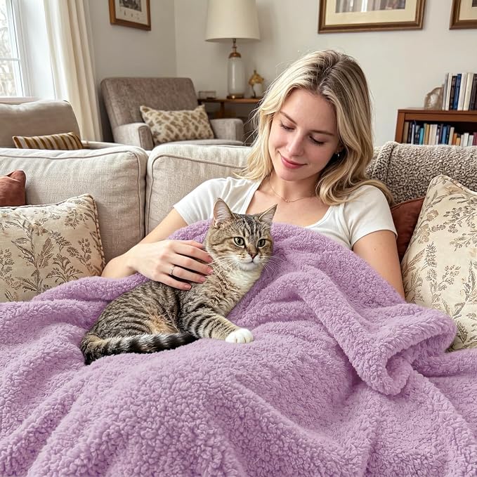Exclusivo Mezcla Fleece King Size Bed Blanket, Ultra Soft, Lightweight and Fuzzy Light Purple Blanket for Women, Home Decor, 90x104 Inches