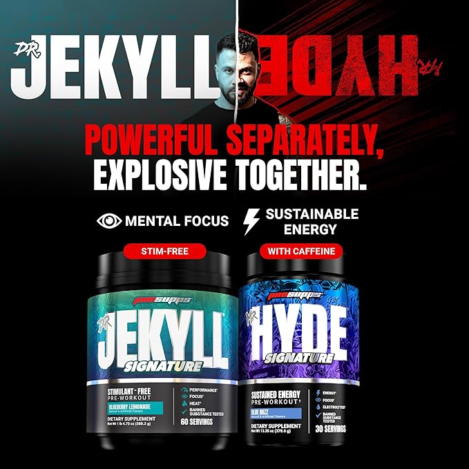 PROSUPPS Mr. Hyde Nightmare Pre Workout Powder with Caffeine & Beta Alanine - Preworkout for Intense Energy, Mental Focus & Performance - Gym & Fitness Supplements (Black N' Blueberry, 30 Servings)