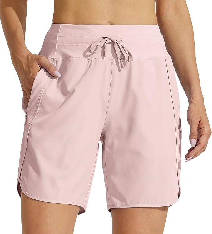 Willit Women's 7" Athletic Running Shorts Long Workout Hiking Shorts Quick Dry High Waisted Active Zipper Pocket(3X-Large)