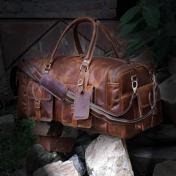 Large duffel bags for men holdall leather travel bag overnight gym sports weekend bag