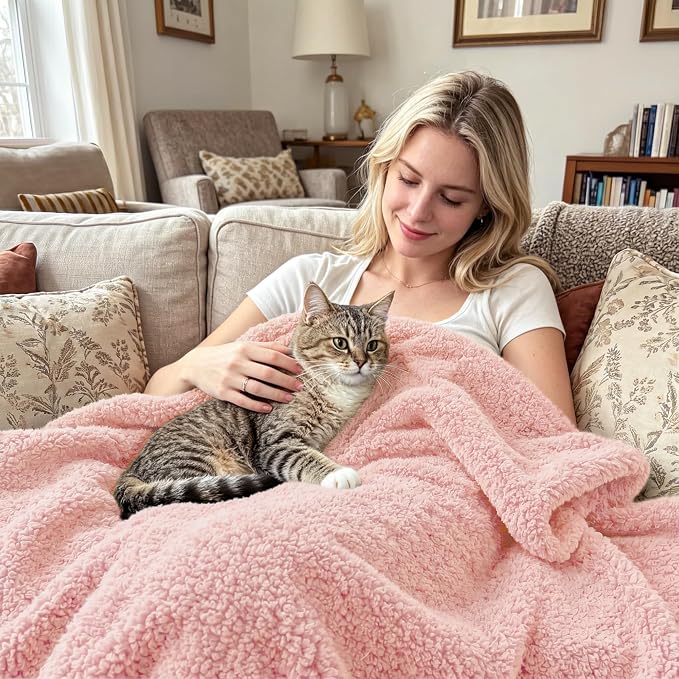 Exclusivo Mezcla Fleece Twin Size Bed Blanket, Ultra Soft, Lightweight and Fuzzy Light Pink Blanket for Women, Home Decor, 60x80 Inches
