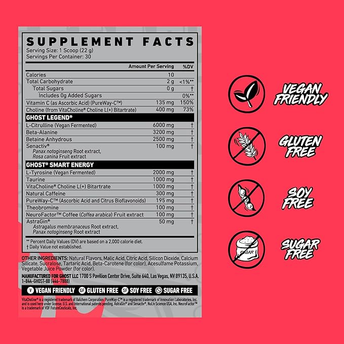 GHOST Legend Pre-Workout Powder, Orange Cream - 30 Servings ??Pre-Workout for Men & Women with Choline, L-Citrulline, & Beta Alanine for Energy & Focus