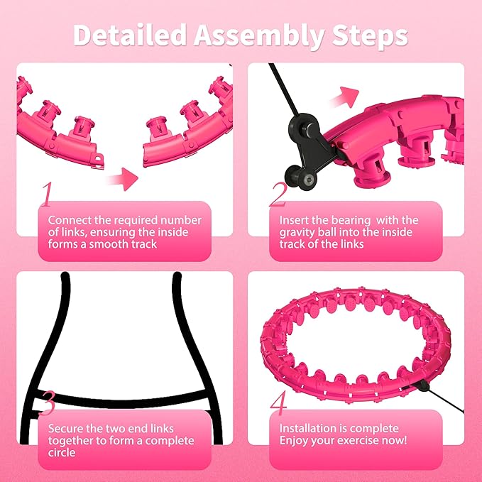 Weighted Hula Infinity Fitness Hoop for Adult Weight Loss, 2 in 1 Smart Fitness Workout Hula Circle Hoops with 28 Links(53 Inch), Exercise Fit Hoop Suitable for Women and Beginners