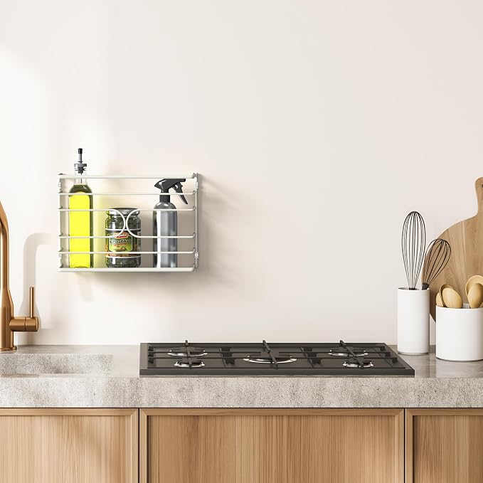 Deco Brothers Wall Mount Kitchen Wrap Organizer Rack, White