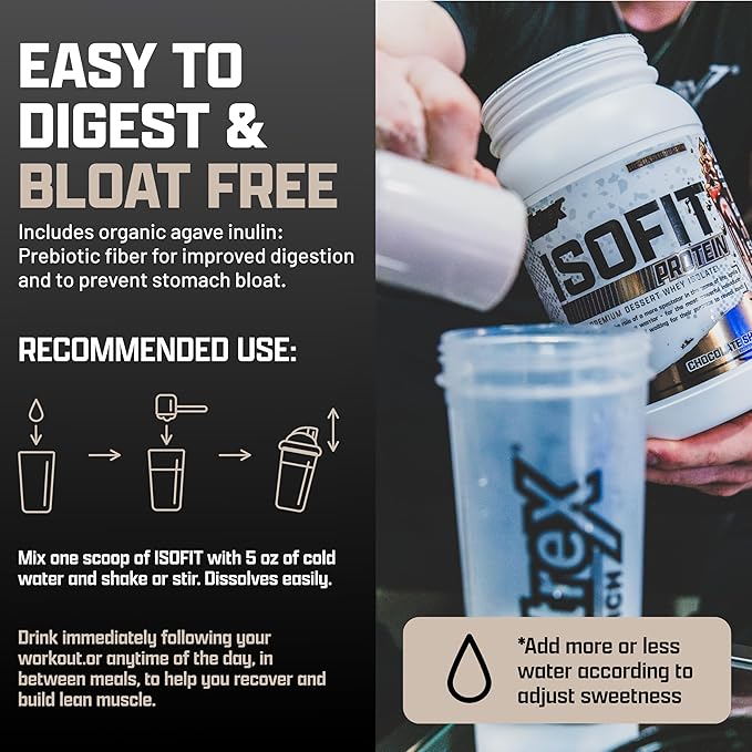 Nutrex Research IsoFit Whey Protein Powder Instantized 100% Whey Protein Isolate (70 Servings, Cookies & Cream)