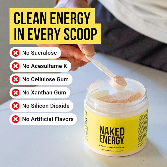NAKED Watermelon Energy - Clean Pre Workout Supplement for Men and Women, Vegan Friendly, No Added Sweeteners, Colors Or Flavors - 30 Servings