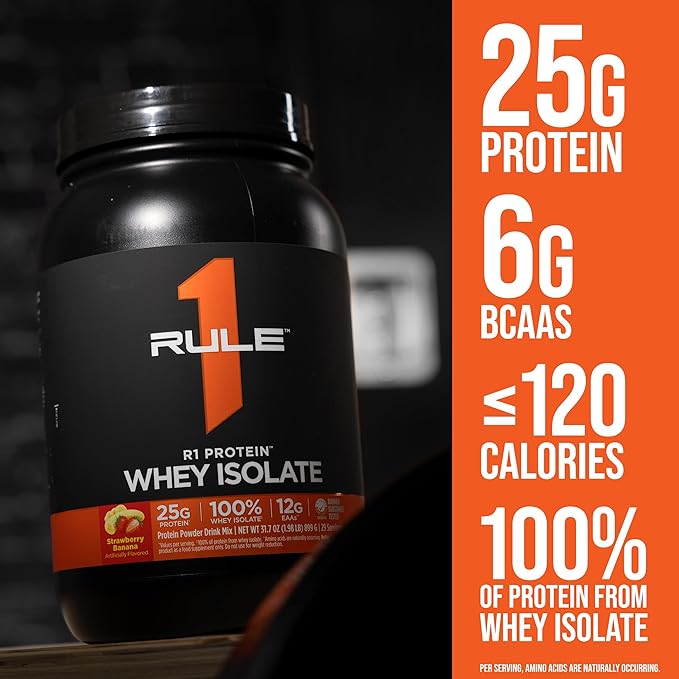 Rule 1 R1 Protein Whey Isolate - with 25g Protein & 6g BCAA Exclusively from Isolated & Hydrolyzed Sources for Workout Recovery (2 Pounds*, Vanilla Créme)