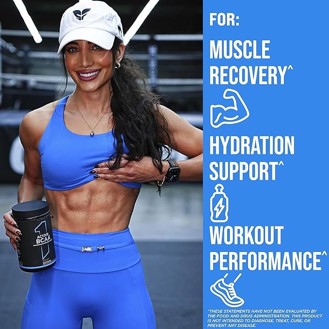 Rule 1 Active BCAA - Performance, Hydration, and Recovery Support with 5g BCAAs + Electrolytes, L-Glutamine, and Citrulline (30 Servings, Blue Raspberry)