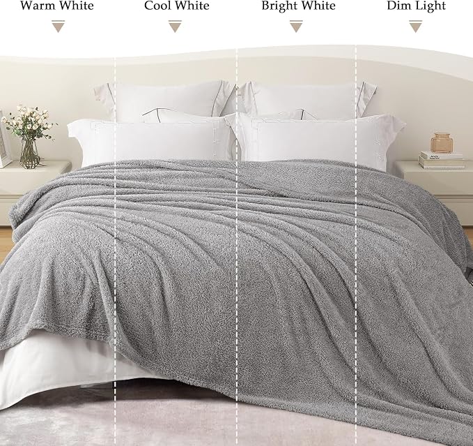 Exclusivo Mezcla Fleece King Size Bed Blanket, Ultra Soft, Lightweight and Fuzzy Light Grey Blanket for Women, Home Decor, 90x104 Inches