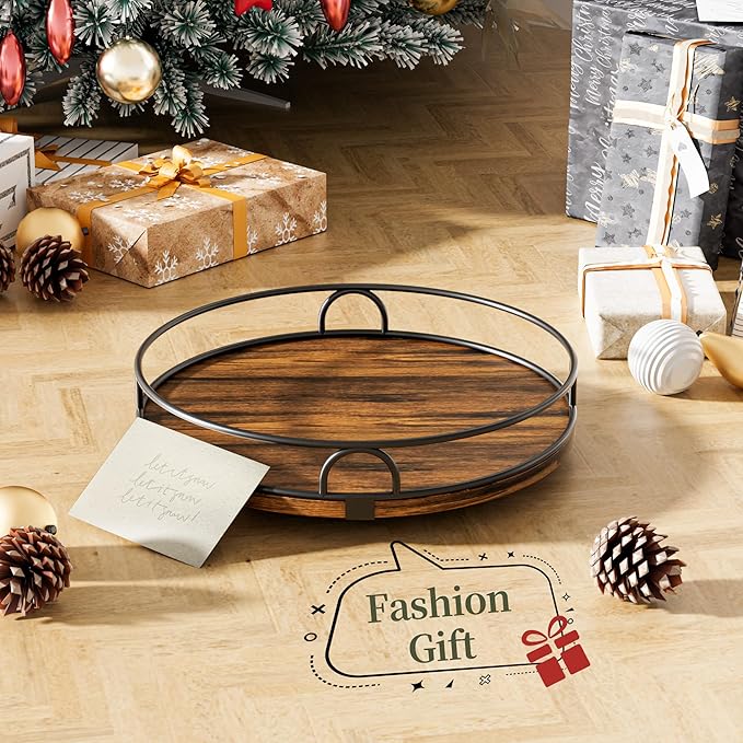 LAMU 11'' Lazy Susan Organizer for Table Top,Wooden Lazy Susan Turntable for Cabinet,Kitchen,Spice Organization,Bathroom Vanity,Rotating Pantry Storage for Table Decor