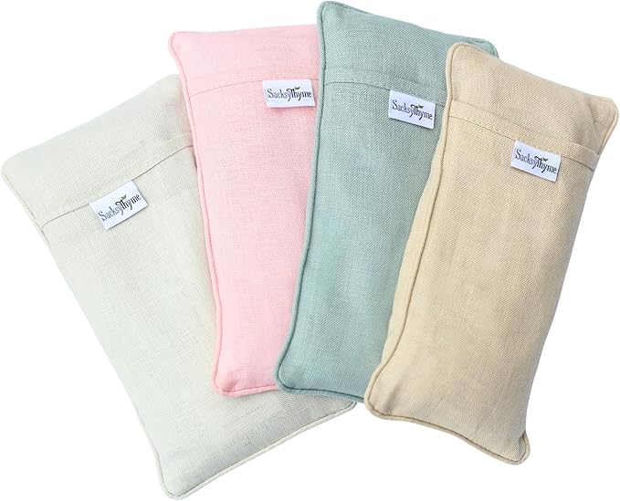 Organic Linen Eye Pillow - Lavender & Flaxseed for Relaxation, Yoga, Stress Relief - Microwavable Heating Pad & Cool Compress - Made in USA - Gifts for Meditation