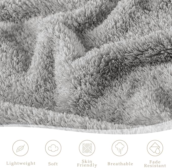 Exclusivo Mezcla Fleece Bed Blankets Queen Size, Ultra Soft, Lightweight and Fuzzy Light Grey Blanket for Women, Home Decor, 90x90 Inches