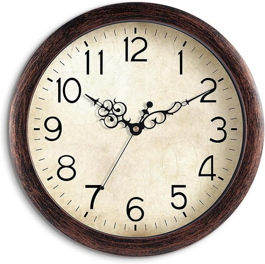 KECYET Wall Clock 14 Inch Vintage Wall Clocks Battery Operated Quartz Silent Non-Ticking Large Retro Rustic Style Decorative for Living Room, Home Office, Bedroom, Dining Room (Bronze)