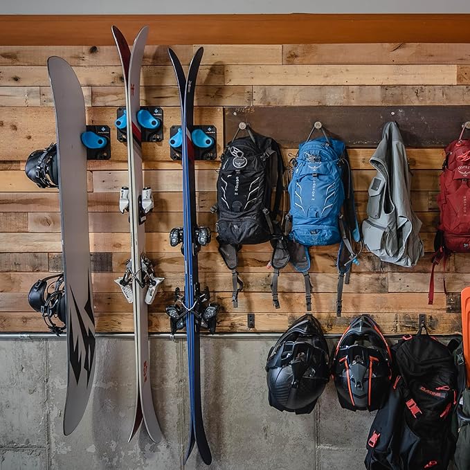 Ultimate Wall Storage Rack for Skis and Snowboards | Damage-Free Storage | Fits Any Ski or Snowboard | (Light Wood, 1)