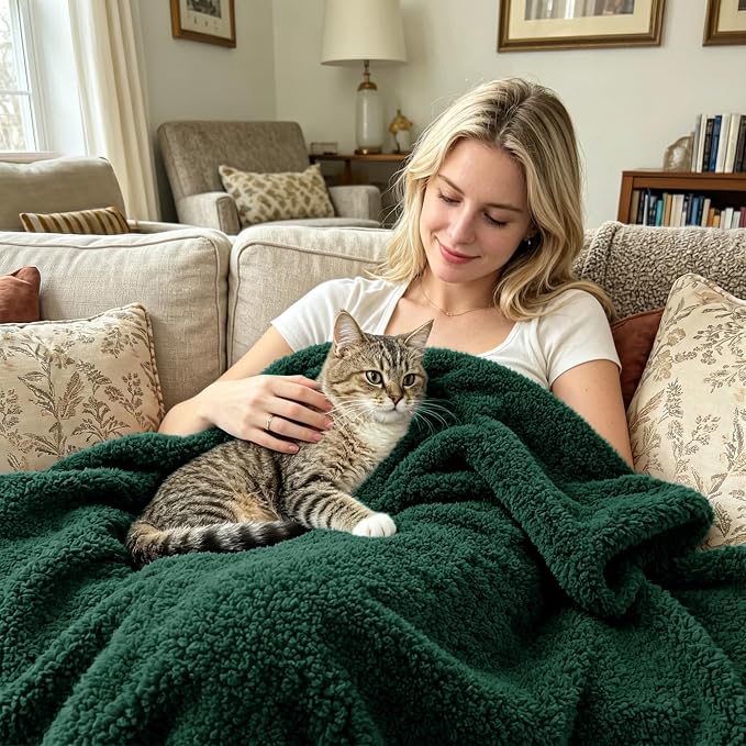 Exclusivo Mezcla Fleece Twin Size Bed Blanket, Ultra Soft, Lightweight and Fuzzy Forest Green Blanket for Women, Home Decor, 60x80 Inches
