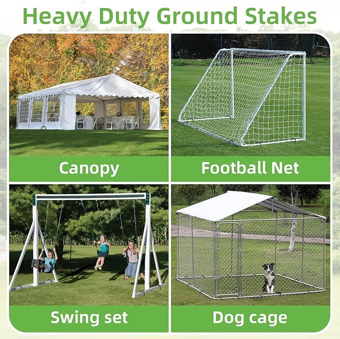 Black Trampoline Stakes Anchors High Wind 16inx10mm Galvanized U Hook 6pcs Rebar Stakes – Heavy Duty Ground Anchors for Trampoline,Yard & Inflatable,Landscape Metal Stakes for Outdoor Decorations